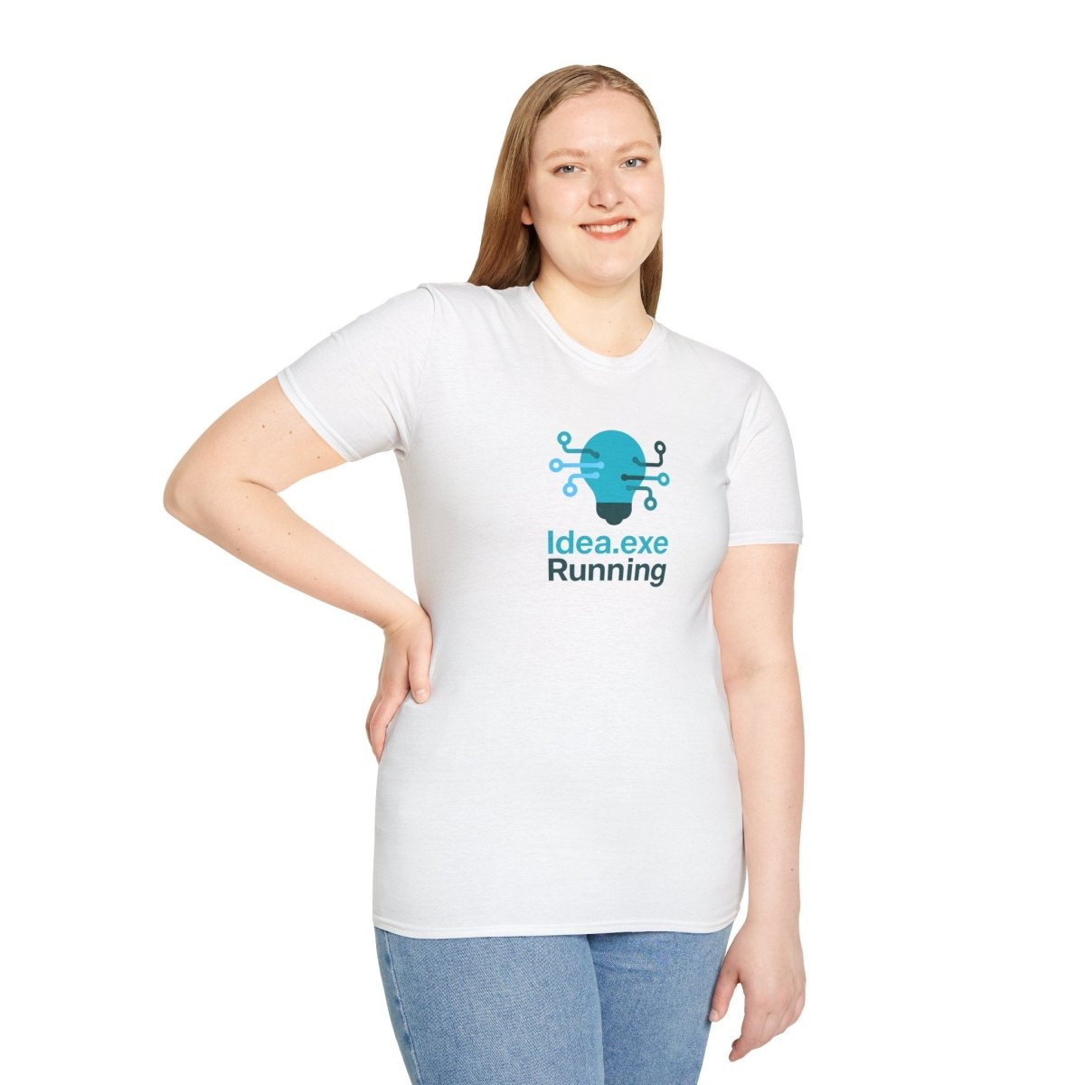 "Idea.exe Running" Tech - Inspired Unisex Softstyle T-Shirt, Geek Humor Tee, Casual Everyday Wear, Gift for Programmers, Unique Tech Gifts, Funny Coding Shirt CW - 1 Teal - AI Tee Hero