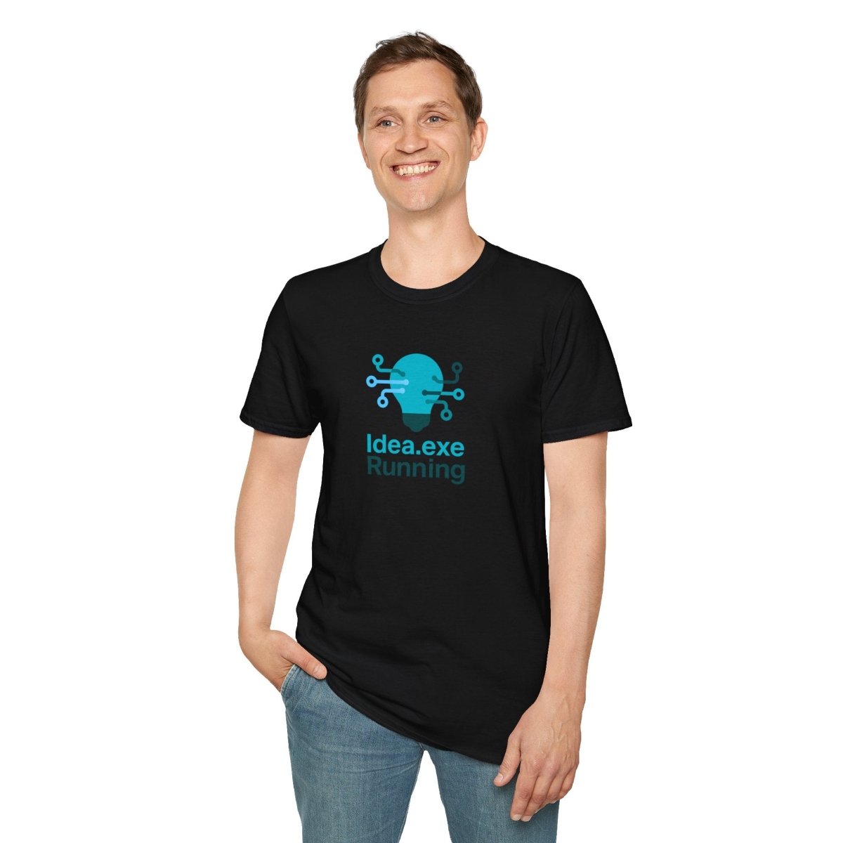 "Idea.exe Running" Tech - Inspired Unisex Softstyle T-Shirt, Geek Humor Tee, Casual Everyday Wear, Gift for Programmers, Unique Tech Gifts, Funny Coding Shirt CW - 1 Teal - AI Tee Hero