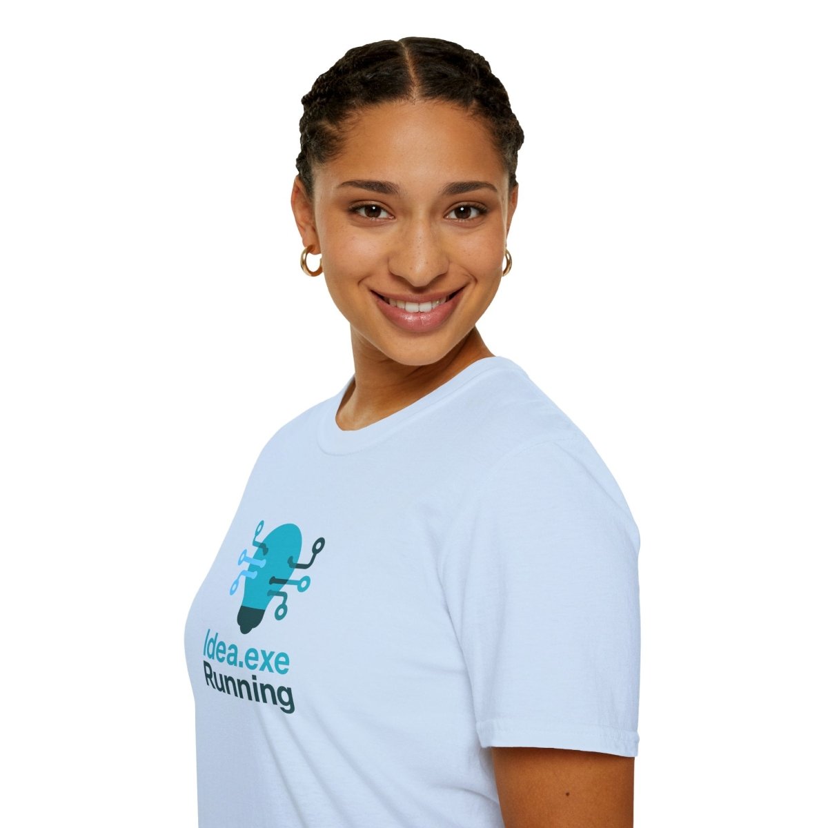 "Idea.exe Running" Tech - Inspired Unisex Softstyle T-Shirt, Geek Humor Tee, Casual Everyday Wear, Gift for Programmers, Unique Tech Gifts, Funny Coding Shirt CW - 1 Teal - AI Tee Hero