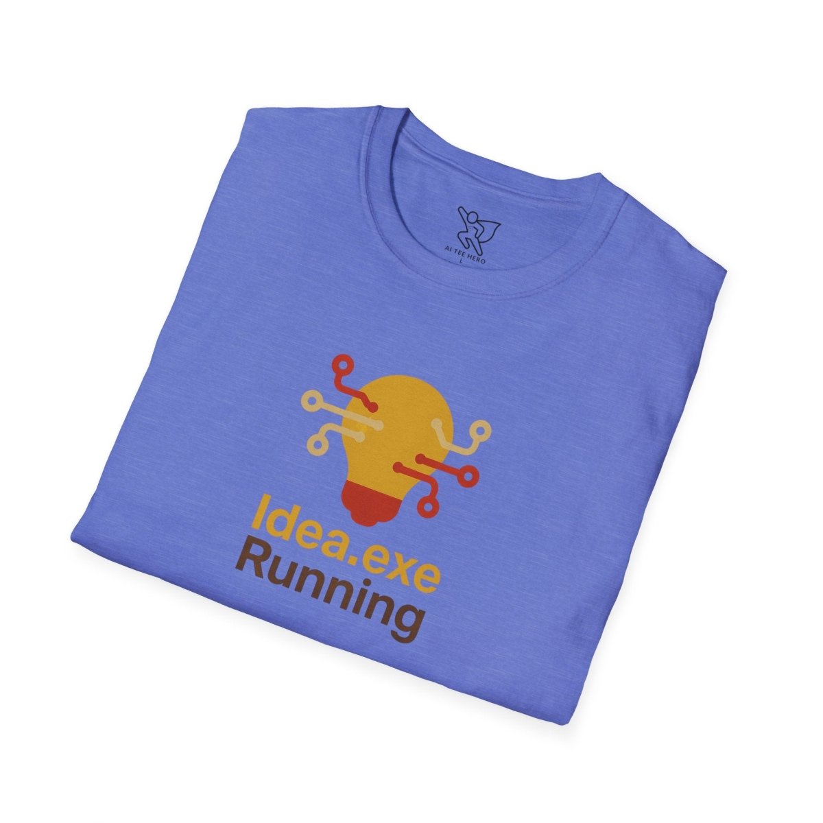"Idea.exe Running" Tech - Inspired Unisex Softstyle T-Shirt, Geek Humor Tee, Casual Everyday Wear, Gift for Programmers, Unique Tech Gifts, Funny Coding Shirt CW - 2 Yellow Orange - AI Tee Hero