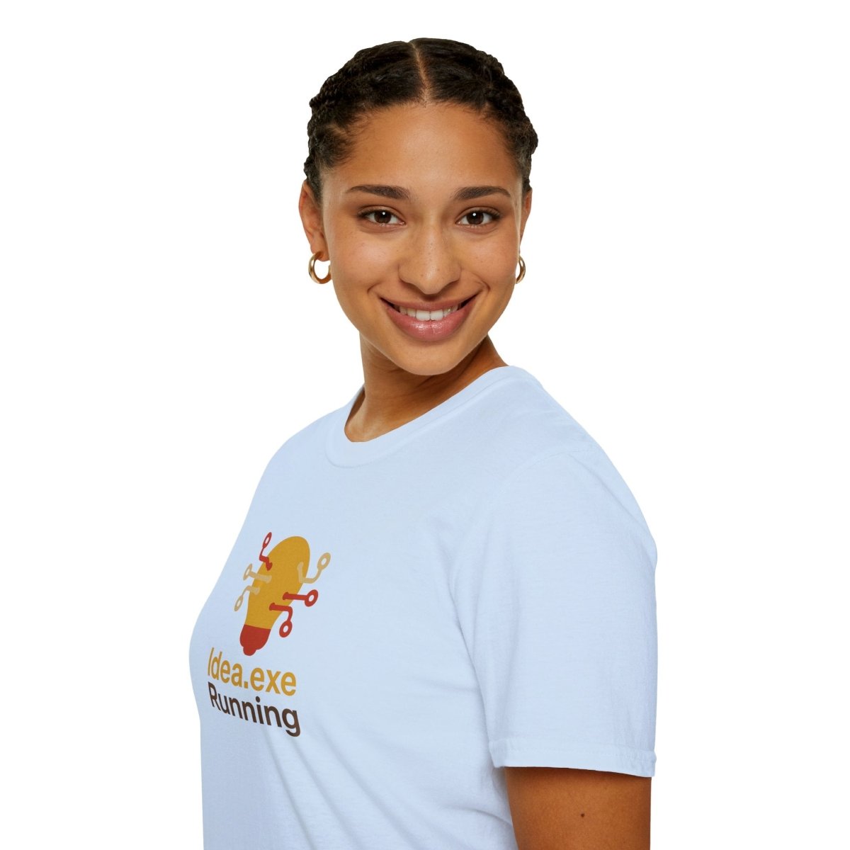 "Idea.exe Running" Tech - Inspired Unisex Softstyle T-Shirt, Geek Humor Tee, Casual Everyday Wear, Gift for Programmers, Unique Tech Gifts, Funny Coding Shirt CW - 2 Yellow Orange - AI Tee Hero