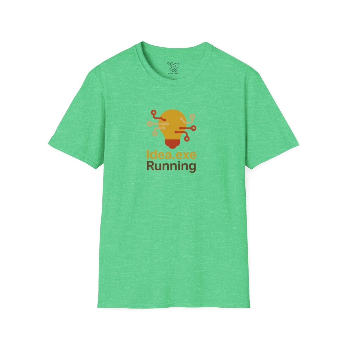 "Idea.exe Running" Tech - Inspired Unisex Softstyle T-Shirt, Geek Humor Tee, Casual Everyday Wear, Gift for Programmers, Unique Tech Gifts, Funny Coding Shirt CW - 2 Yellow Orange - AI Tee Hero
