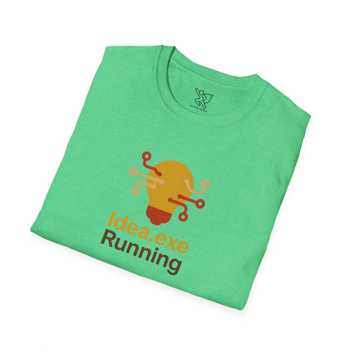 "Idea.exe Running" Tech - Inspired Unisex Softstyle T-Shirt, Geek Humor Tee, Casual Everyday Wear, Gift for Programmers, Unique Tech Gifts, Funny Coding Shirt CW - 2 Yellow Orange - AI Tee Hero