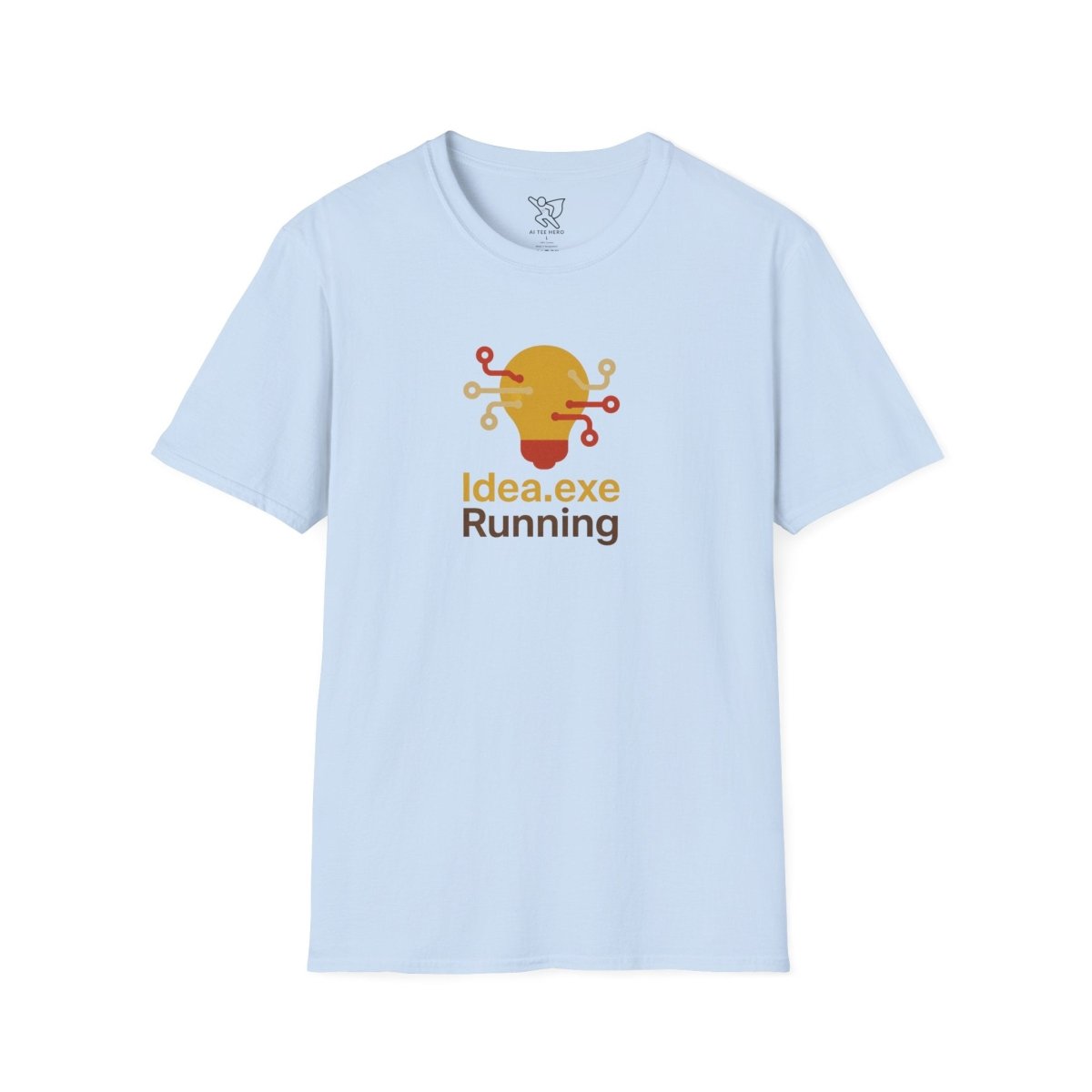 "Idea.exe Running" Tech - Inspired Unisex Softstyle T-Shirt, Geek Humor Tee, Casual Everyday Wear, Gift for Programmers, Unique Tech Gifts, Funny Coding Shirt CW - 2 Yellow Orange - AI Tee Hero