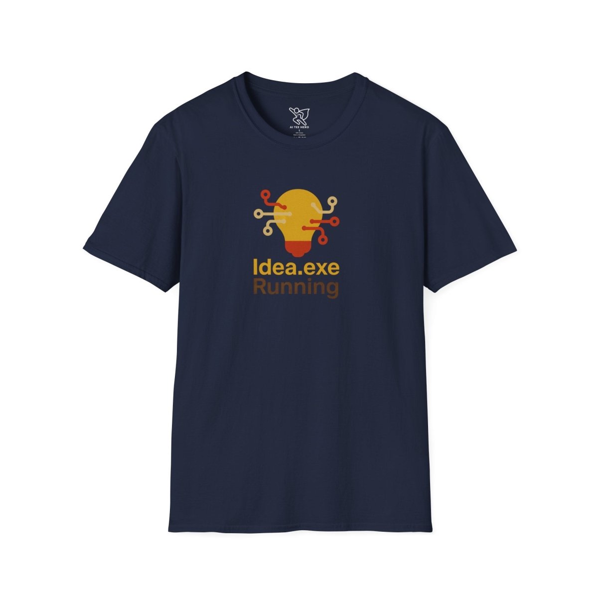 "Idea.exe Running" Tech - Inspired Unisex Softstyle T-Shirt, Geek Humor Tee, Casual Everyday Wear, Gift for Programmers, Unique Tech Gifts, Funny Coding Shirt CW - 2 Yellow Orange - AI Tee Hero