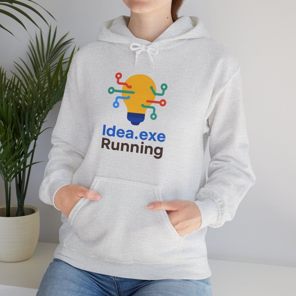 "Idea.exe Running" Unisex Heavy Blend™ Hooded Sweatshirt - Witty Tech Apparel, Vibrant Color Digital - Era Inspired Design - AI Tee Hero