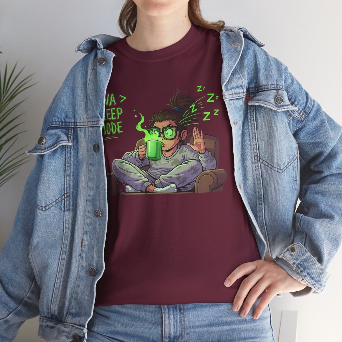 "Java > Sleep Mode" CW - 1 Unisex Heavy Cotton Tee, Casual Wear, Gift for Coffee Lovers, Relaxation Shirt, Graphic Tee for Holidays - AI Tee Hero