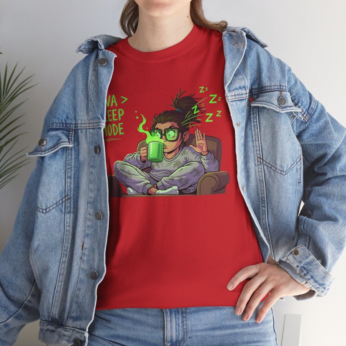 "Java > Sleep Mode" CW - 1 Unisex Heavy Cotton Tee, Casual Wear, Gift for Coffee Lovers, Relaxation Shirt, Graphic Tee for Holidays - AI Tee Hero