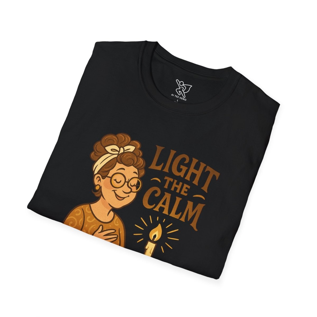 "Light the Calm" Relaxation Tee, Self - Care Apparel, Mindfulness Gift, Cozy Unisex T-Shirt - MINDSet Collection - AI Tee Hero