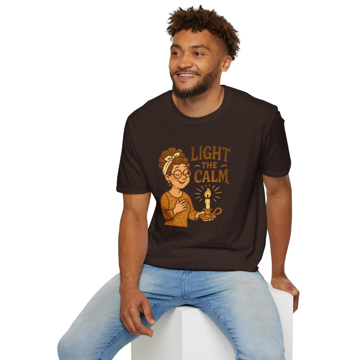 "Light the Calm" Relaxation Tee, Self - Care Apparel, Mindfulness Gift, Cozy Unisex T-Shirt - MINDSet Collection - AI Tee Hero