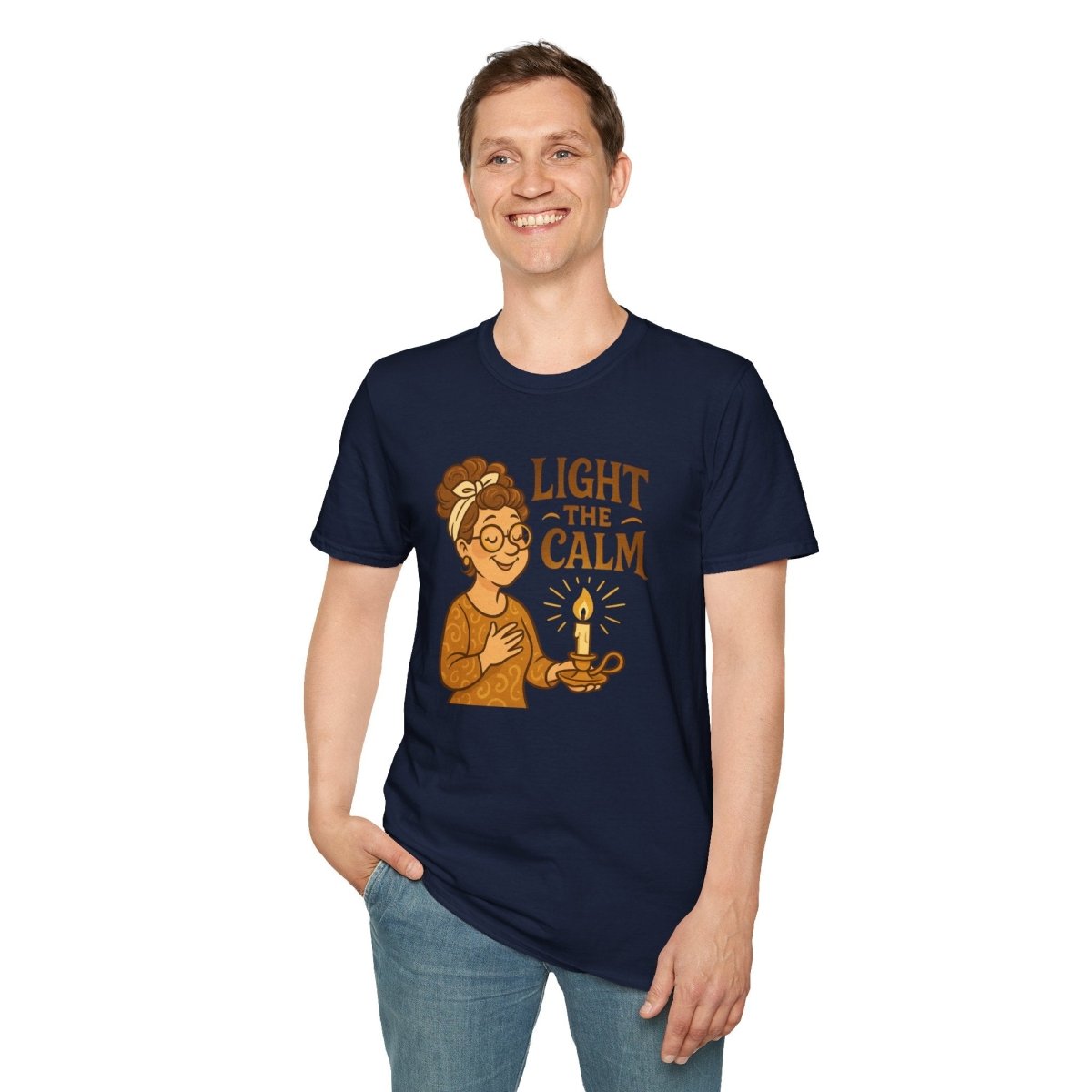 "Light the Calm" Relaxation Tee, Self - Care Apparel, Mindfulness Gift, Cozy Unisex T-Shirt - MINDSet Collection - AI Tee Hero