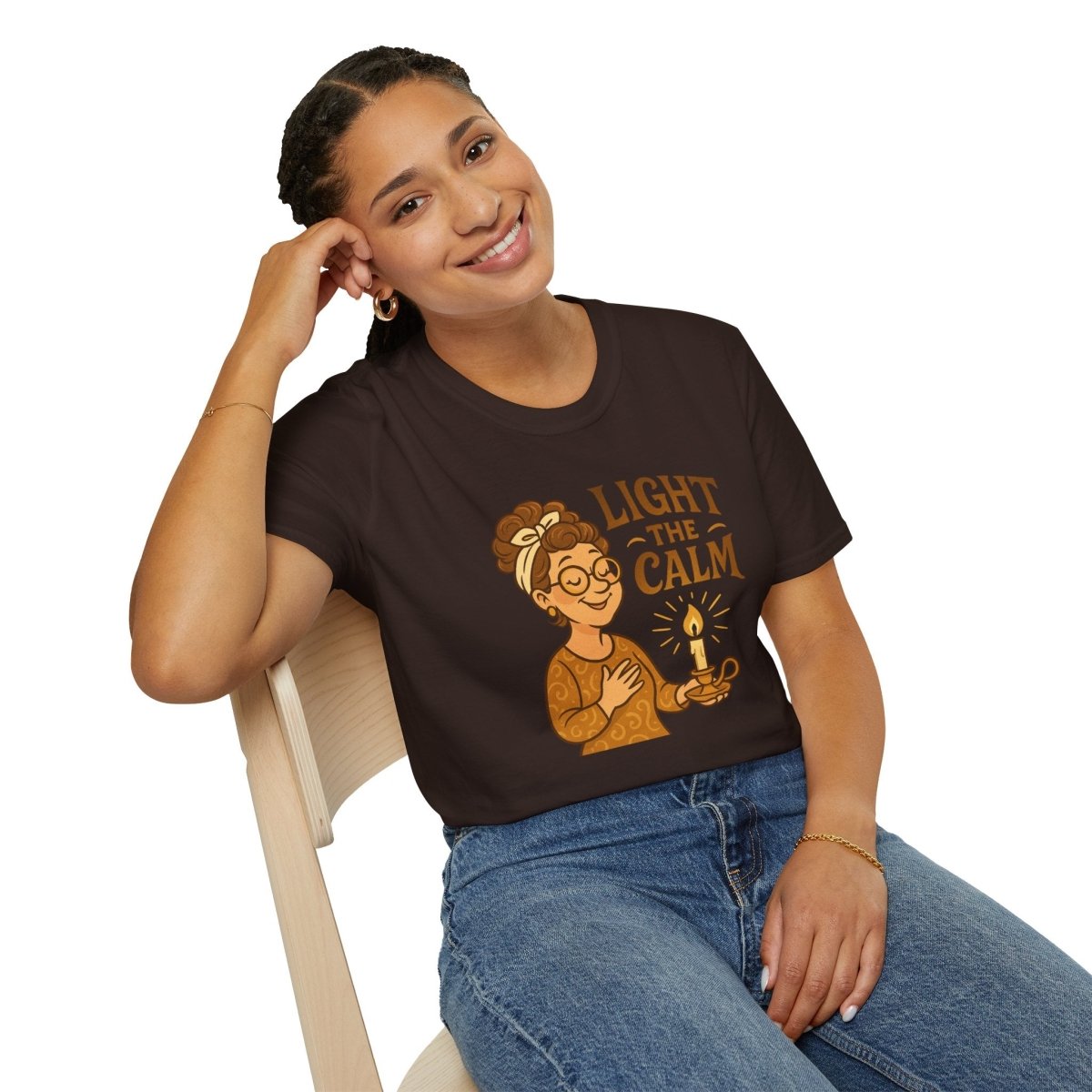 "Light the Calm" Relaxation Tee, Self - Care Apparel, Mindfulness Gift, Cozy Unisex T-Shirt - MINDSet Collection - AI Tee Hero