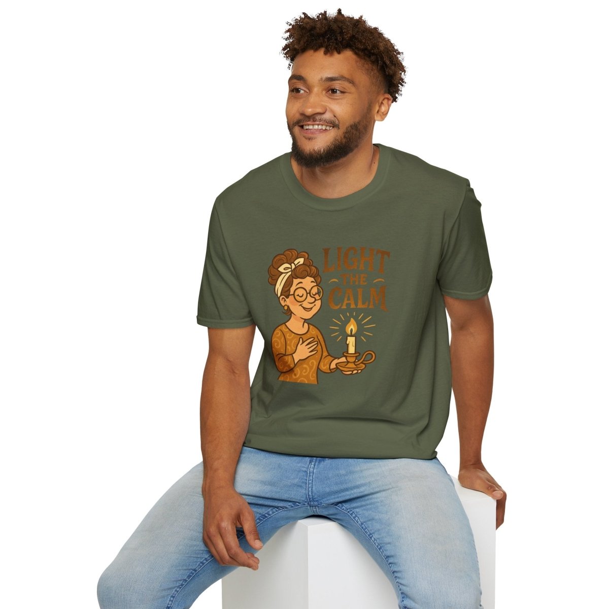 "Light the Calm" Relaxation Tee, Self - Care Apparel, Mindfulness Gift, Cozy Unisex T-Shirt - MINDSet Collection - AI Tee Hero