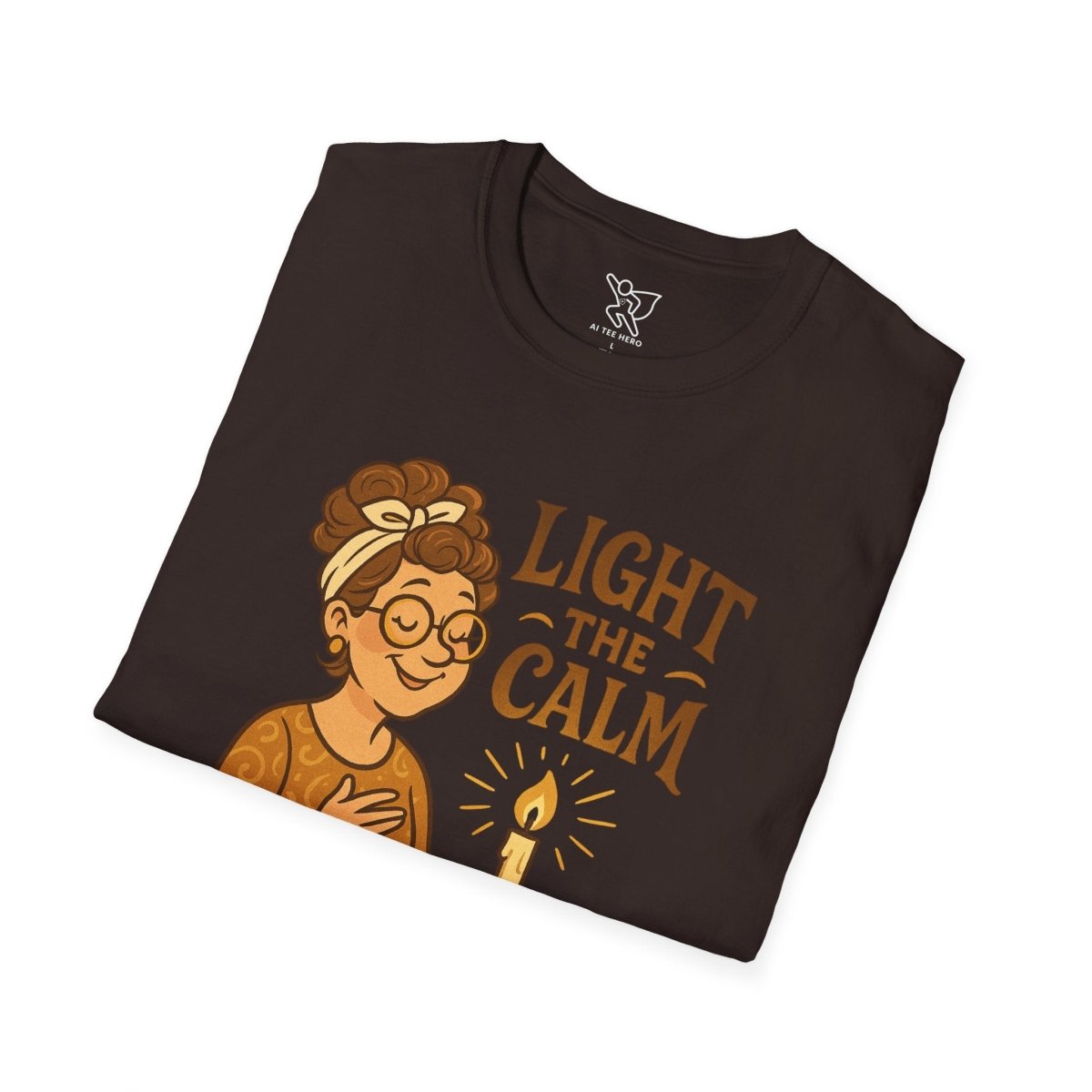 "Light the Calm" Relaxation Tee, Self - Care Apparel, Mindfulness Gift, Cozy Unisex T-Shirt - MINDSet Collection - AI Tee Hero