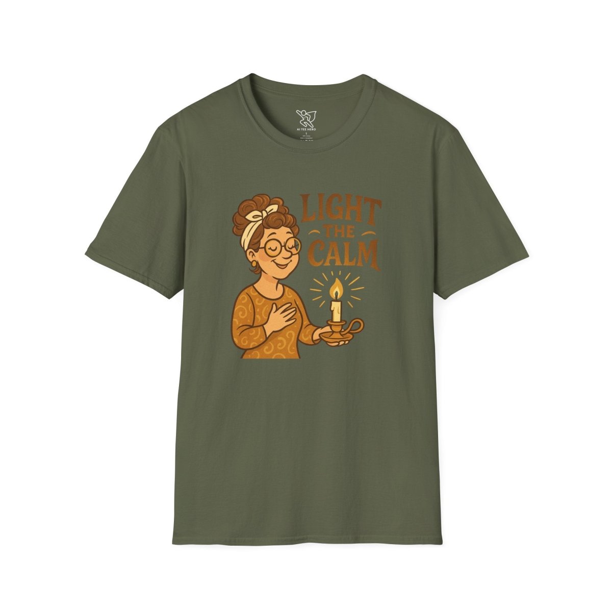 "Light the Calm" Relaxation Tee, Self - Care Apparel, Mindfulness Gift, Cozy Unisex T-Shirt - MINDSet Collection - AI Tee Hero