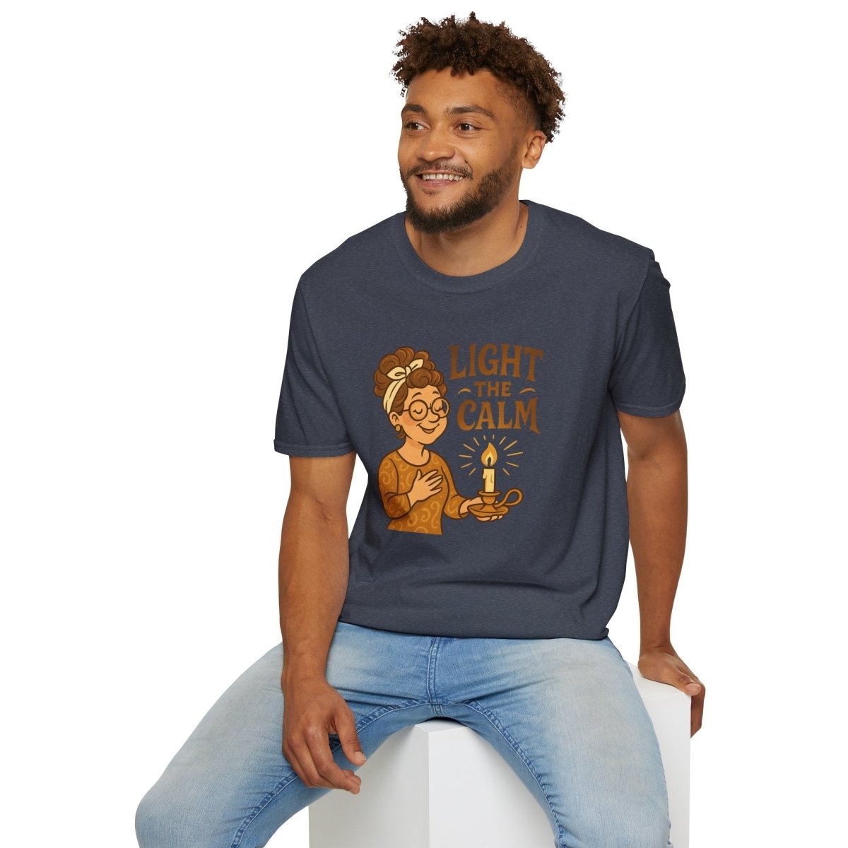"Light the Calm" Relaxation Tee, Self - Care Apparel, Mindfulness Gift, Cozy Unisex T-Shirt - MINDSet Collection - AI Tee Hero