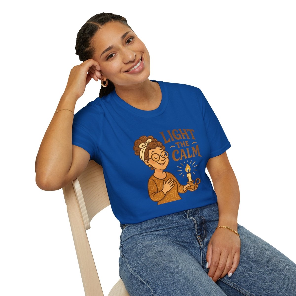 "Light the Calm" Relaxation Tee, Self - Care Apparel, Mindfulness Gift, Cozy Unisex T-Shirt - MINDSet Collection - AI Tee Hero