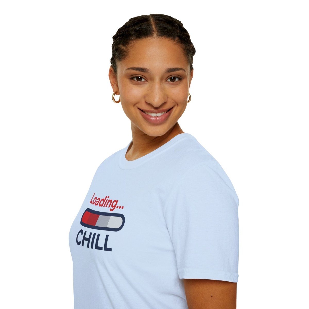 "Loading... Chill" Unisex Softstyle T-Shirt, Relaxed Fit Tee, Gift for Him/Her, Casual Wear, Chill Vibe Shirt, Summer Essentials, Lounge Apparel CW - 1 Blue - AI Tee Hero