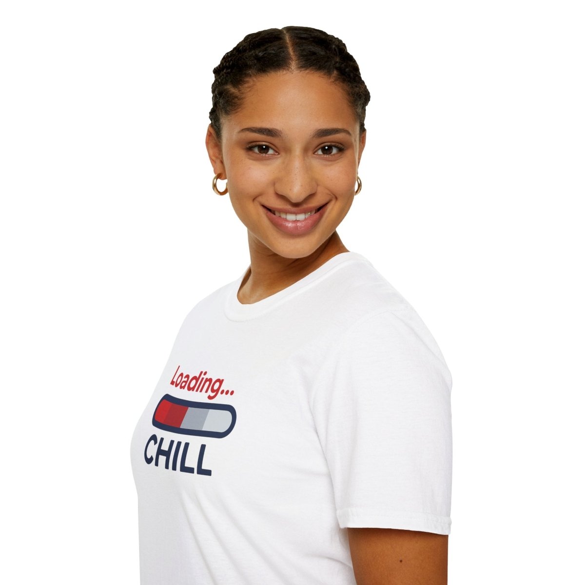 "Loading... Chill" Unisex Softstyle T-Shirt, Relaxed Fit Tee, Gift for Him/Her, Casual Wear, Chill Vibe Shirt, Summer Essentials, Lounge Apparel CW - 1 Blue - AI Tee Hero