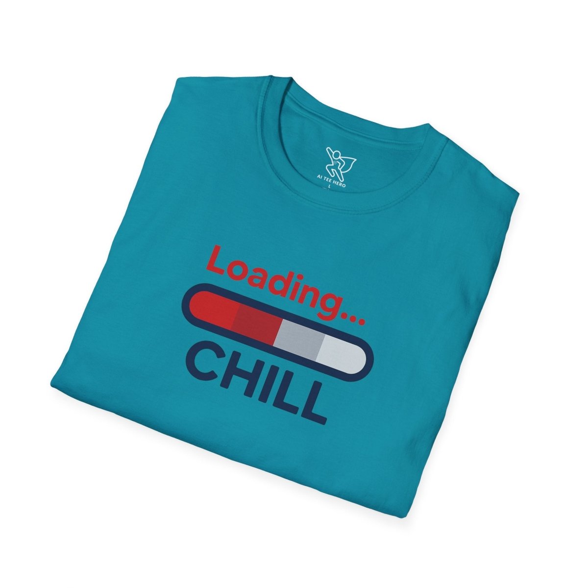 "Loading... Chill" Unisex Softstyle T-Shirt, Relaxed Fit Tee, Gift for Him/Her, Casual Wear, Chill Vibe Shirt, Summer Essentials, Lounge Apparel CW - 1 Blue - AI Tee Hero