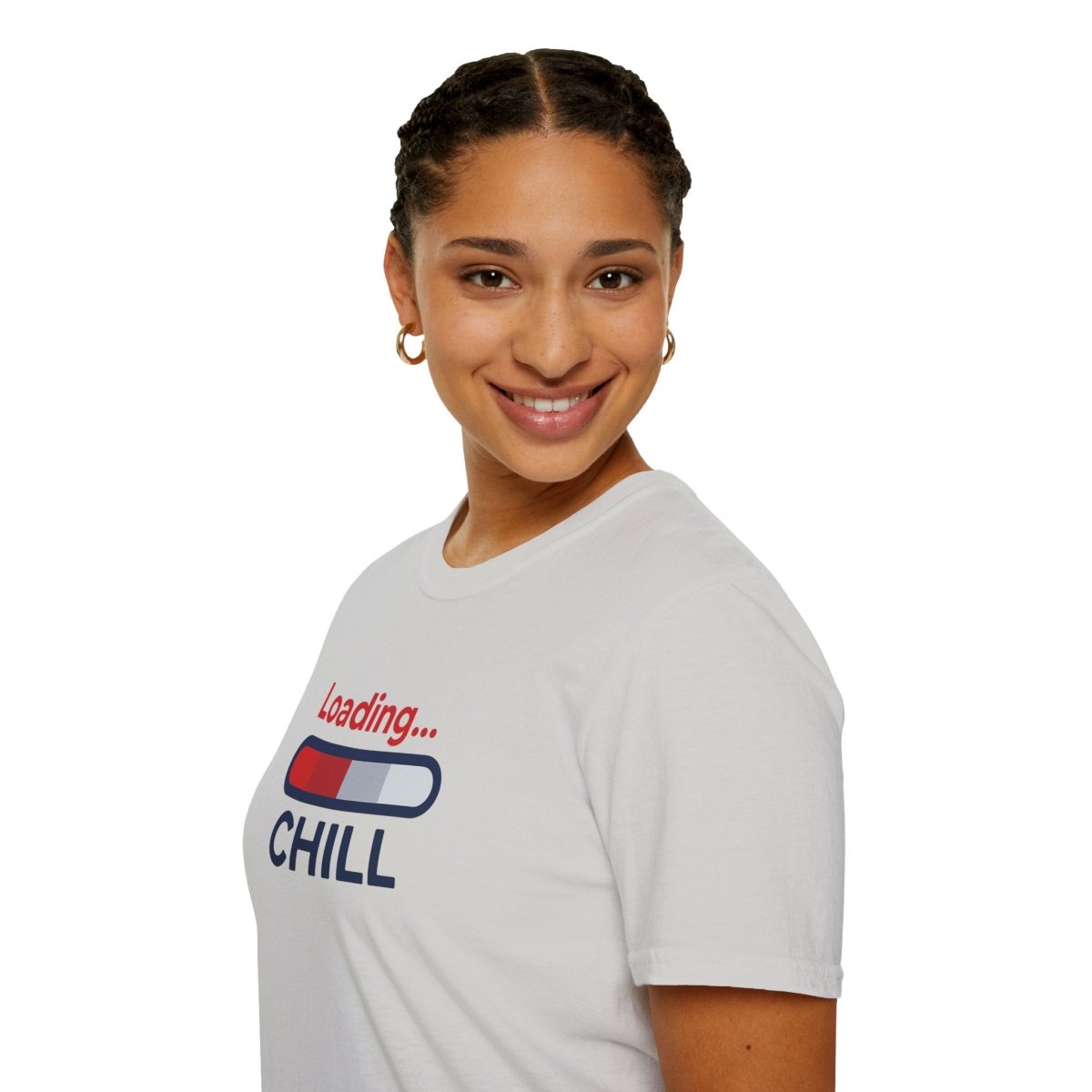"Loading... Chill" Unisex Softstyle T-Shirt, Relaxed Fit Tee, Gift for Him/Her, Casual Wear, Chill Vibe Shirt, Summer Essentials, Lounge Apparel CW - 1 Blue - AI Tee Hero