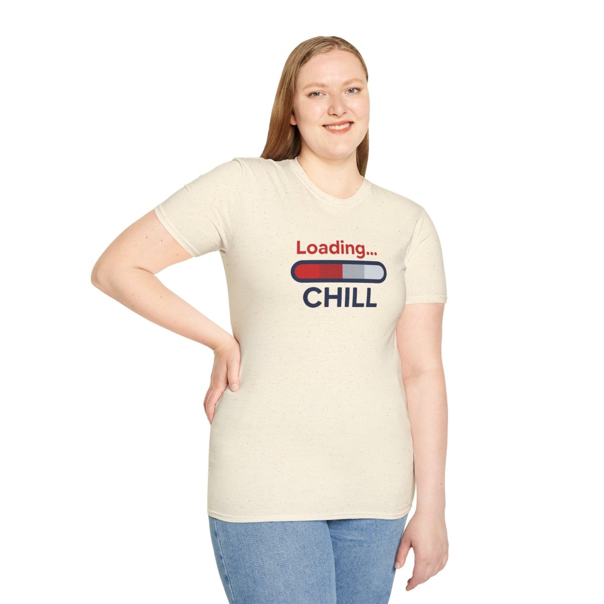 "Loading... Chill" Unisex Softstyle T-Shirt, Relaxed Fit Tee, Gift for Him/Her, Casual Wear, Chill Vibe Shirt, Summer Essentials, Lounge Apparel CW - 1 Blue - AI Tee Hero