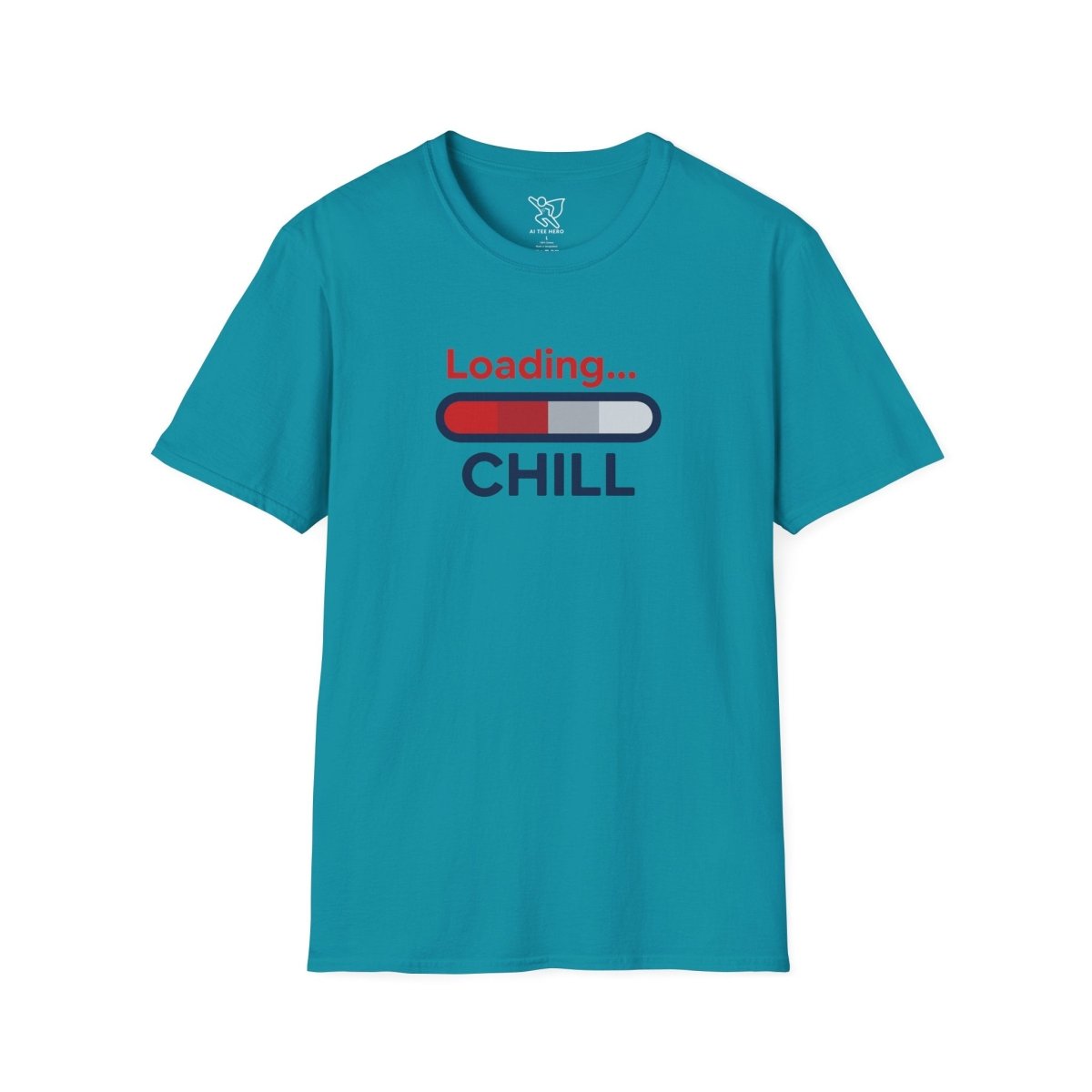 "Loading... Chill" Unisex Softstyle T-Shirt, Relaxed Fit Tee, Gift for Him/Her, Casual Wear, Chill Vibe Shirt, Summer Essentials, Lounge Apparel CW - 1 Blue - AI Tee Hero