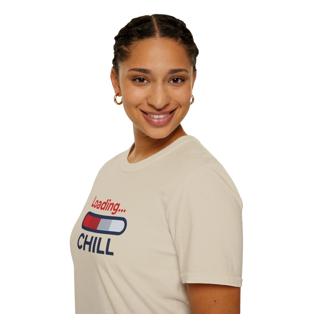 "Loading... Chill" Unisex Softstyle T-Shirt, Relaxed Fit Tee, Gift for Him/Her, Casual Wear, Chill Vibe Shirt, Summer Essentials, Lounge Apparel CW - 1 Blue - AI Tee Hero