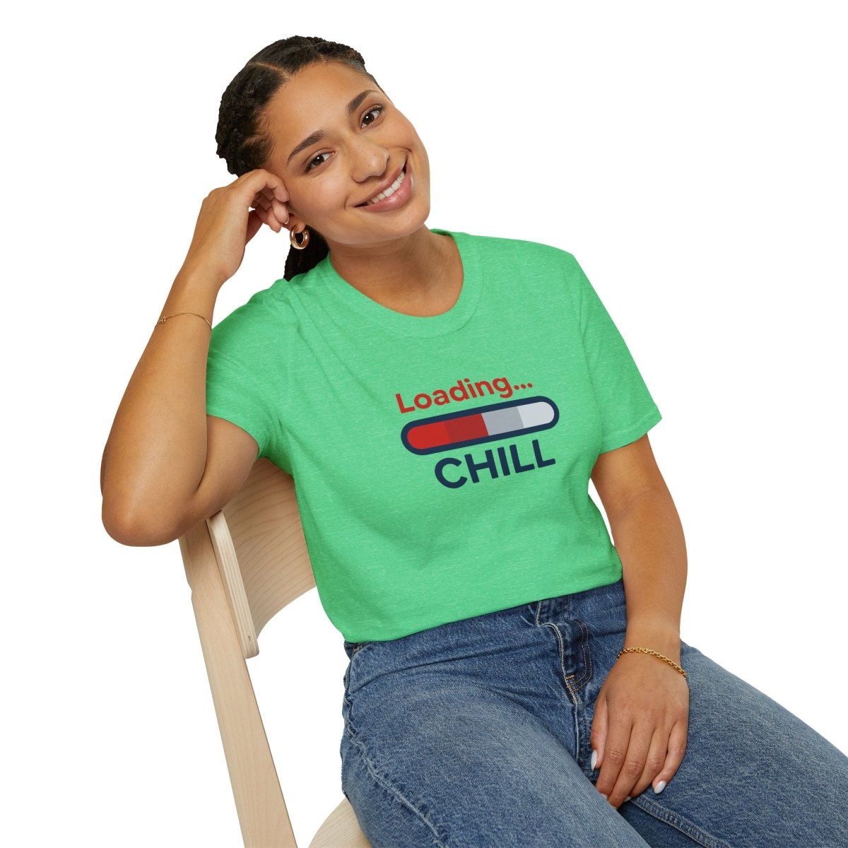 "Loading... Chill" Unisex Softstyle T-Shirt, Relaxed Fit Tee, Gift for Him/Her, Casual Wear, Chill Vibe Shirt, Summer Essentials, Lounge Apparel CW - 1 Blue - AI Tee Hero