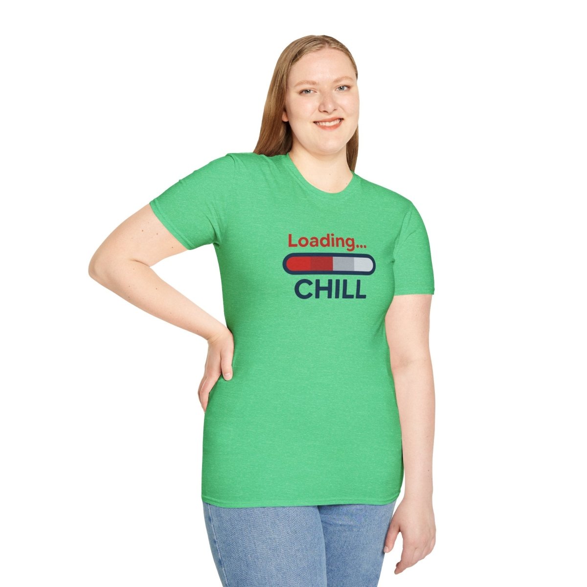"Loading... Chill" Unisex Softstyle T-Shirt, Relaxed Fit Tee, Gift for Him/Her, Casual Wear, Chill Vibe Shirt, Summer Essentials, Lounge Apparel CW - 1 Blue - AI Tee Hero