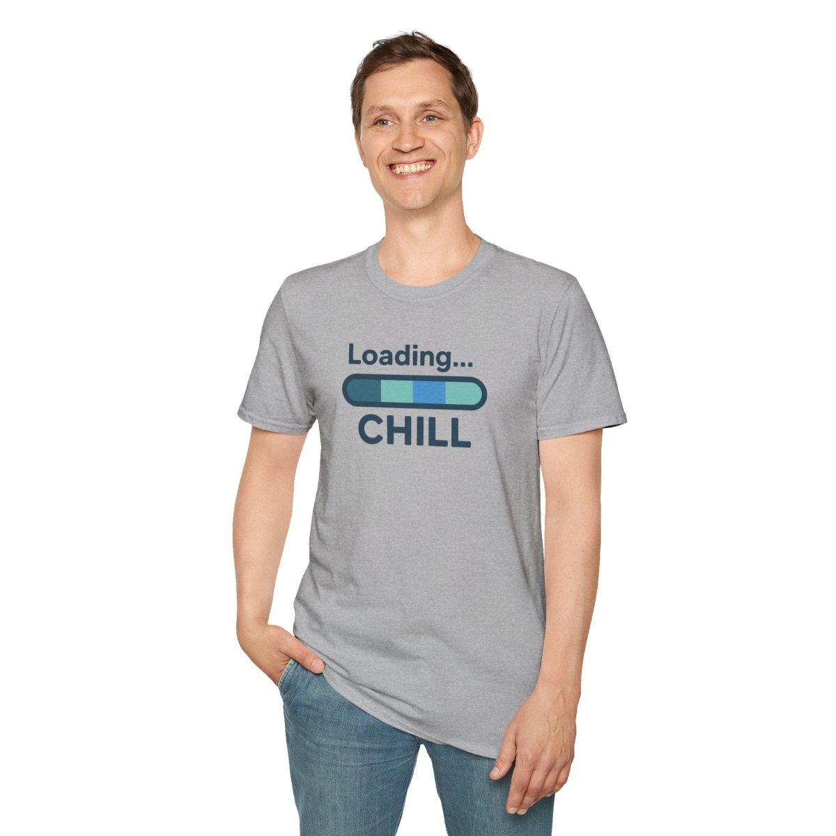 "Loading... Chill" Unisex Softstyle T-Shirt, Relaxed Fit Tee, Gift for Him/Her, Casual Wear, Chill Vibe Shirt, Summer Essentials, Lounge Apparel CW - 2 Teal - AI Tee Hero