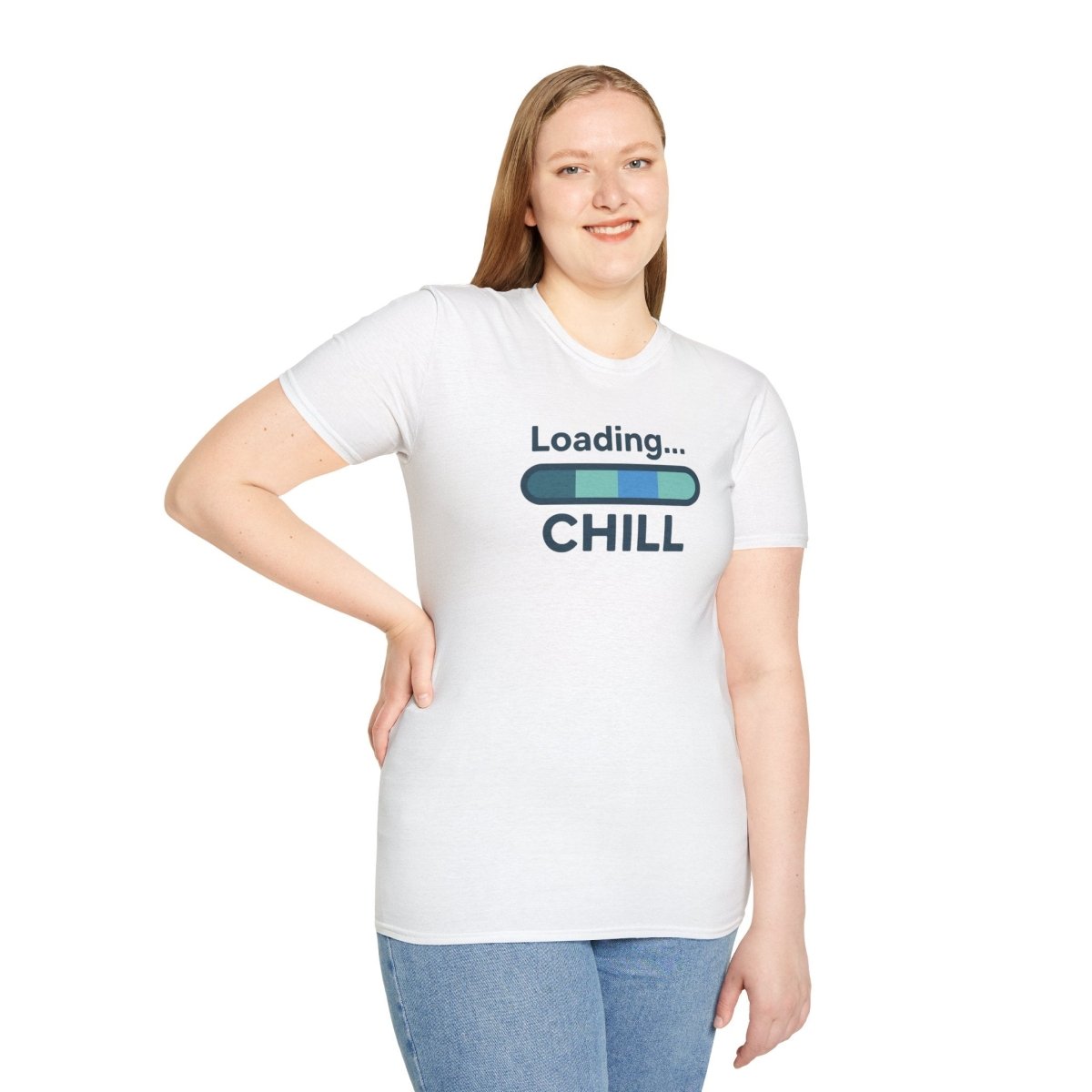 "Loading... Chill" Unisex Softstyle T-Shirt, Relaxed Fit Tee, Gift for Him/Her, Casual Wear, Chill Vibe Shirt, Summer Essentials, Lounge Apparel CW - 2 Teal - AI Tee Hero
