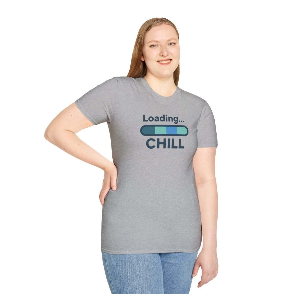 "Loading... Chill" Unisex Softstyle T-Shirt, Relaxed Fit Tee, Gift for Him/Her, Casual Wear, Chill Vibe Shirt, Summer Essentials, Lounge Apparel CW - 2 Teal - AI Tee Hero