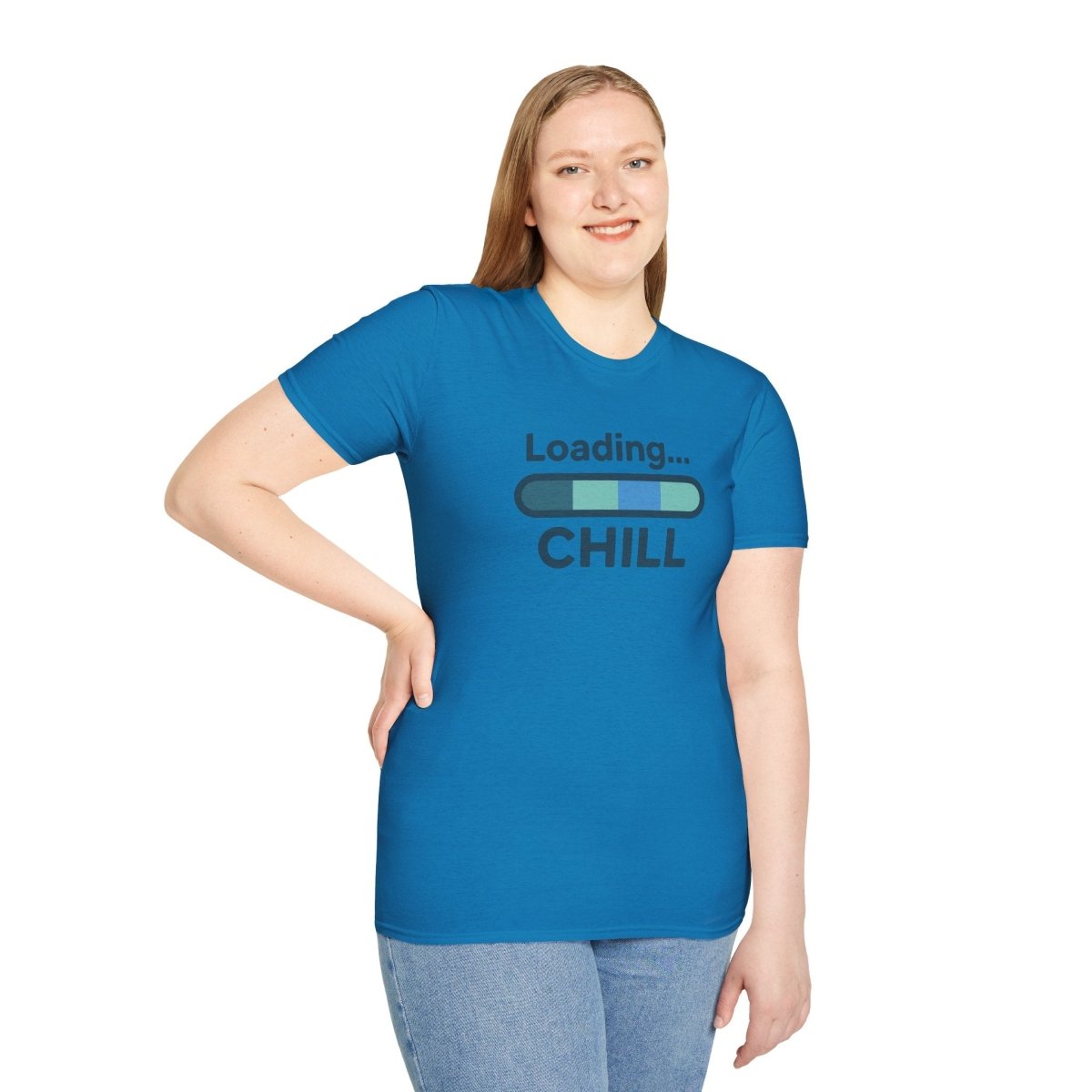 "Loading... Chill" Unisex Softstyle T-Shirt, Relaxed Fit Tee, Gift for Him/Her, Casual Wear, Chill Vibe Shirt, Summer Essentials, Lounge Apparel CW - 2 Teal - AI Tee Hero