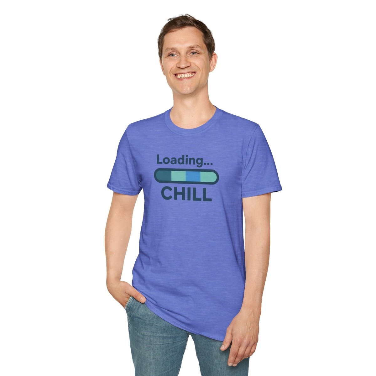 "Loading... Chill" Unisex Softstyle T-Shirt, Relaxed Fit Tee, Gift for Him/Her, Casual Wear, Chill Vibe Shirt, Summer Essentials, Lounge Apparel CW - 2 Teal - AI Tee Hero