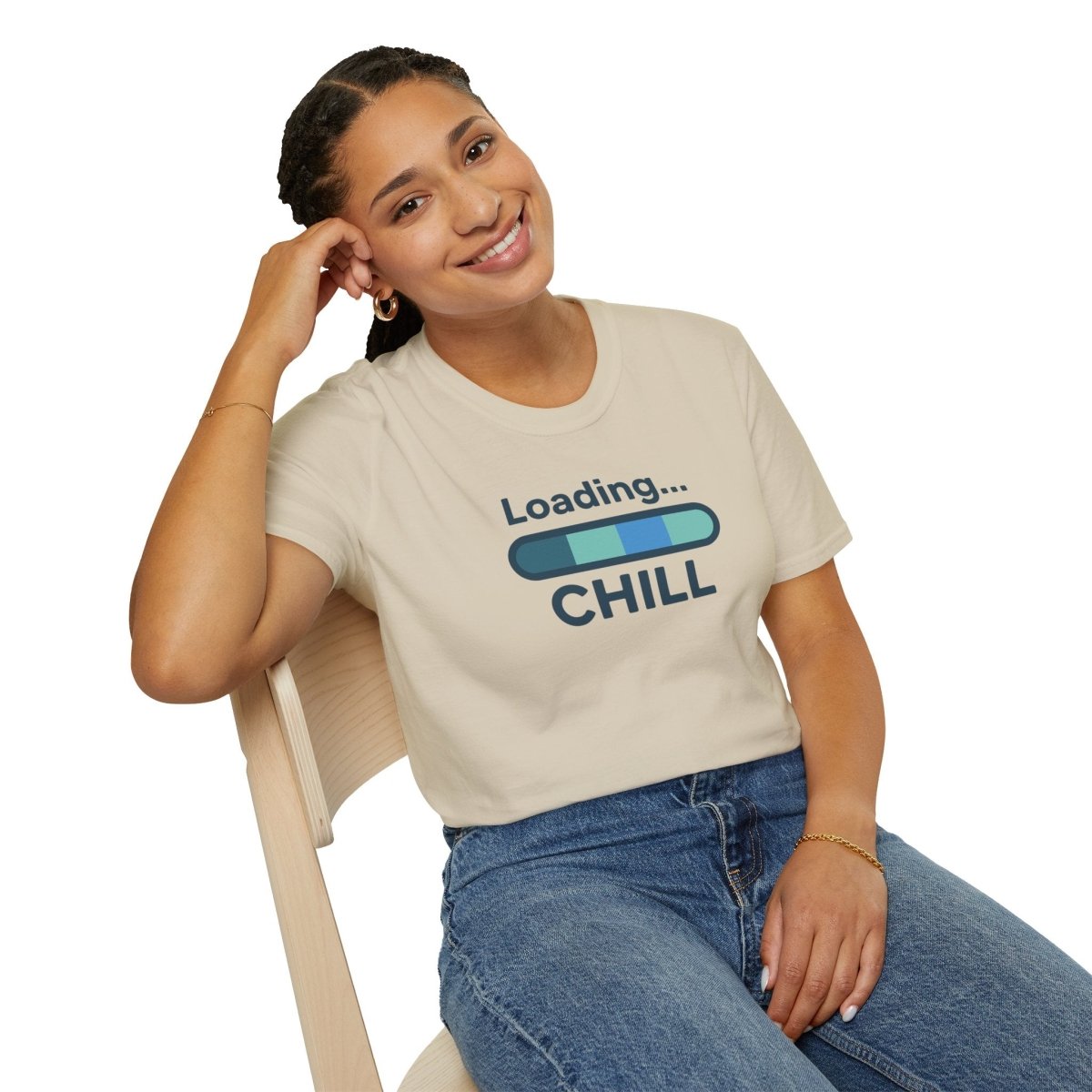 "Loading... Chill" Unisex Softstyle T-Shirt, Relaxed Fit Tee, Gift for Him/Her, Casual Wear, Chill Vibe Shirt, Summer Essentials, Lounge Apparel CW - 2 Teal - AI Tee Hero