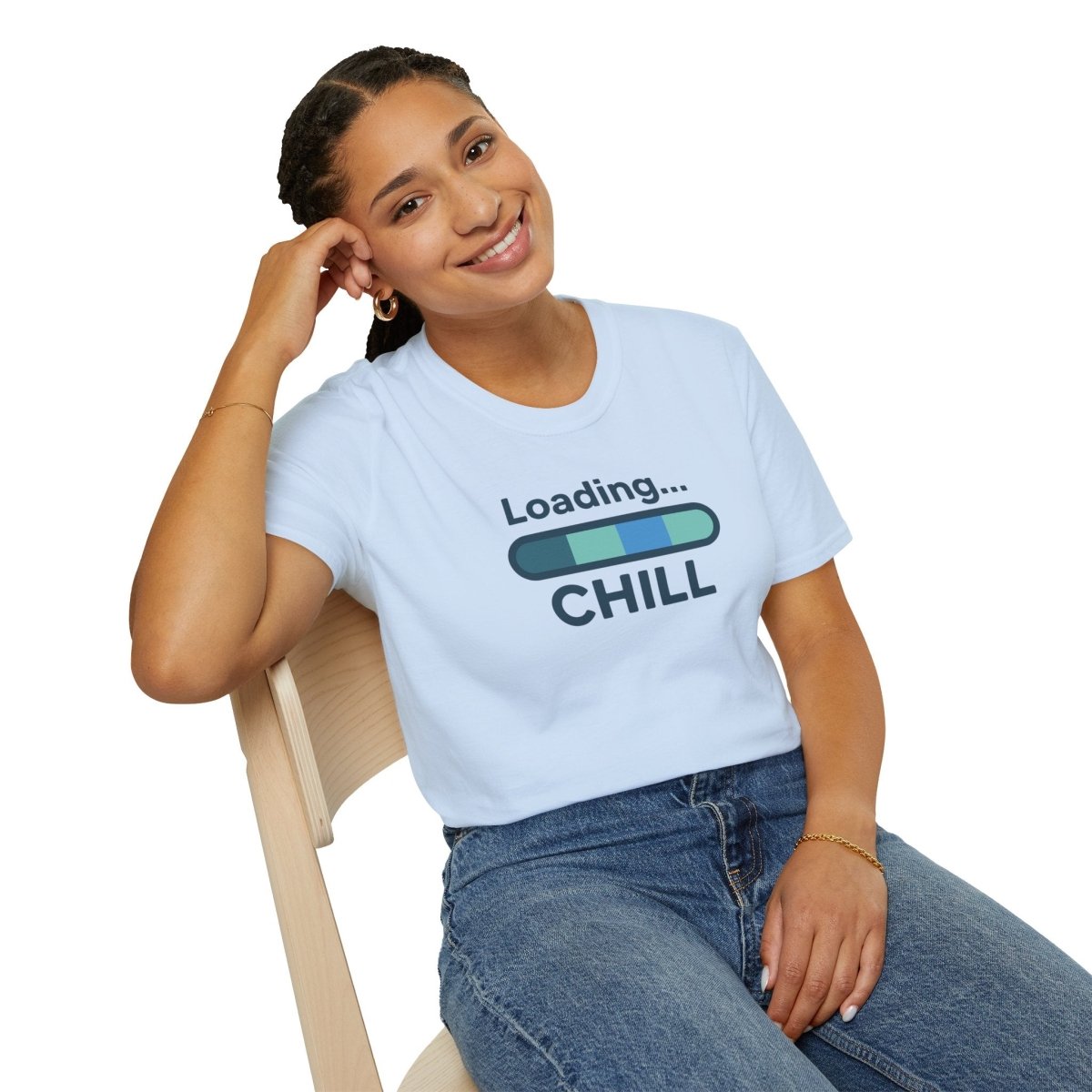 "Loading... Chill" Unisex Softstyle T-Shirt, Relaxed Fit Tee, Gift for Him/Her, Casual Wear, Chill Vibe Shirt, Summer Essentials, Lounge Apparel CW - 2 Teal - AI Tee Hero