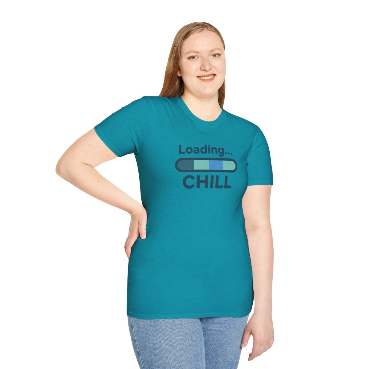 "Loading... Chill" Unisex Softstyle T-Shirt, Relaxed Fit Tee, Gift for Him/Her, Casual Wear, Chill Vibe Shirt, Summer Essentials, Lounge Apparel CW - 2 Teal - AI Tee Hero
