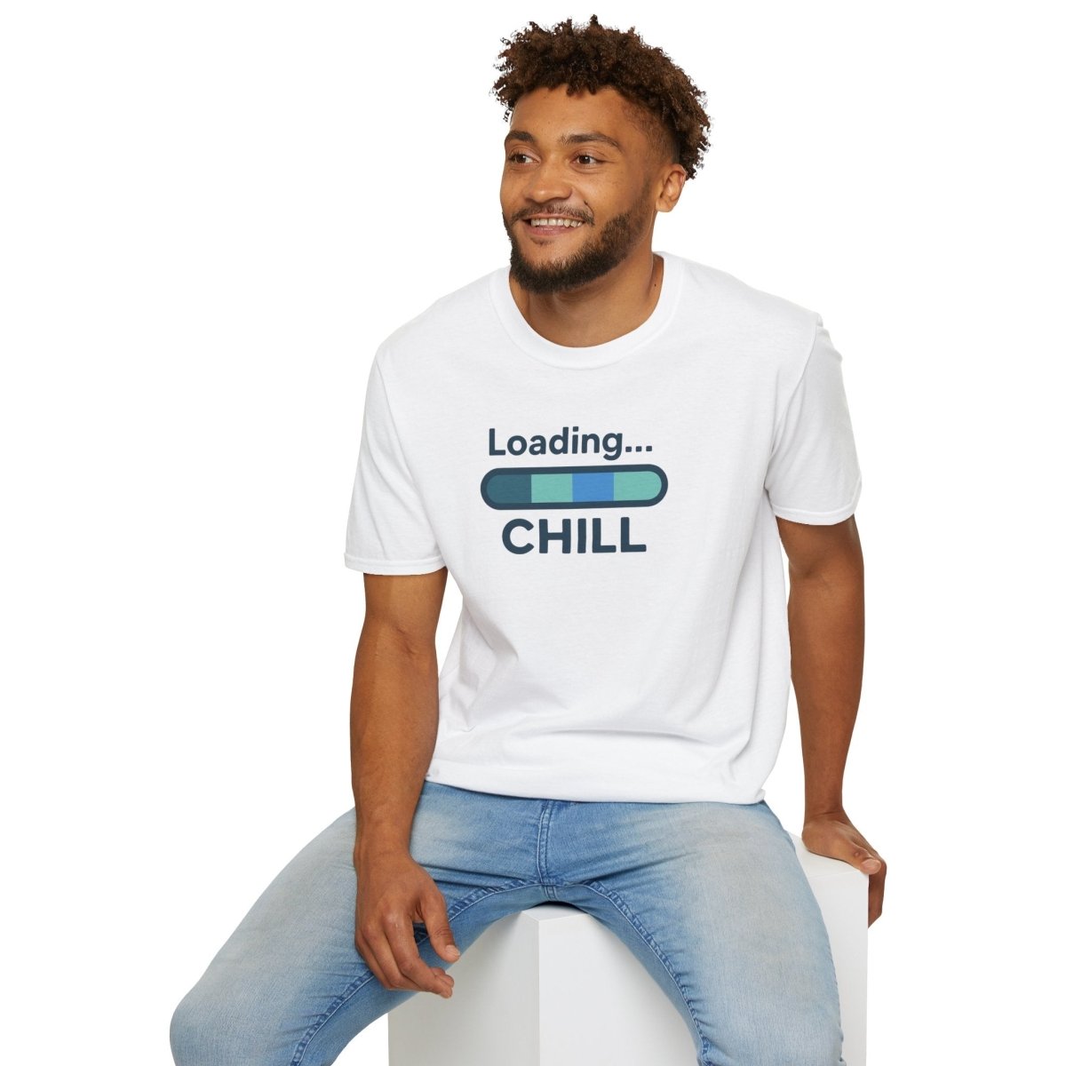 "Loading... Chill" Unisex Softstyle T-Shirt, Relaxed Fit Tee, Gift for Him/Her, Casual Wear, Chill Vibe Shirt, Summer Essentials, Lounge Apparel CW - 2 Teal - AI Tee Hero