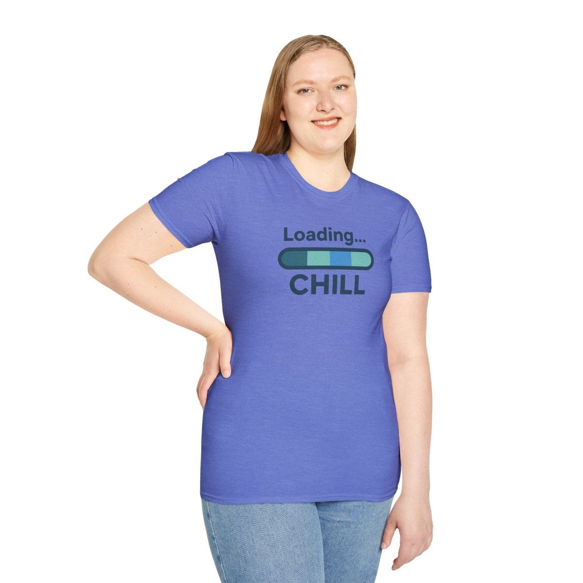 "Loading... Chill" Unisex Softstyle T-Shirt, Relaxed Fit Tee, Gift for Him/Her, Casual Wear, Chill Vibe Shirt, Summer Essentials, Lounge Apparel CW - 2 Teal - AI Tee Hero