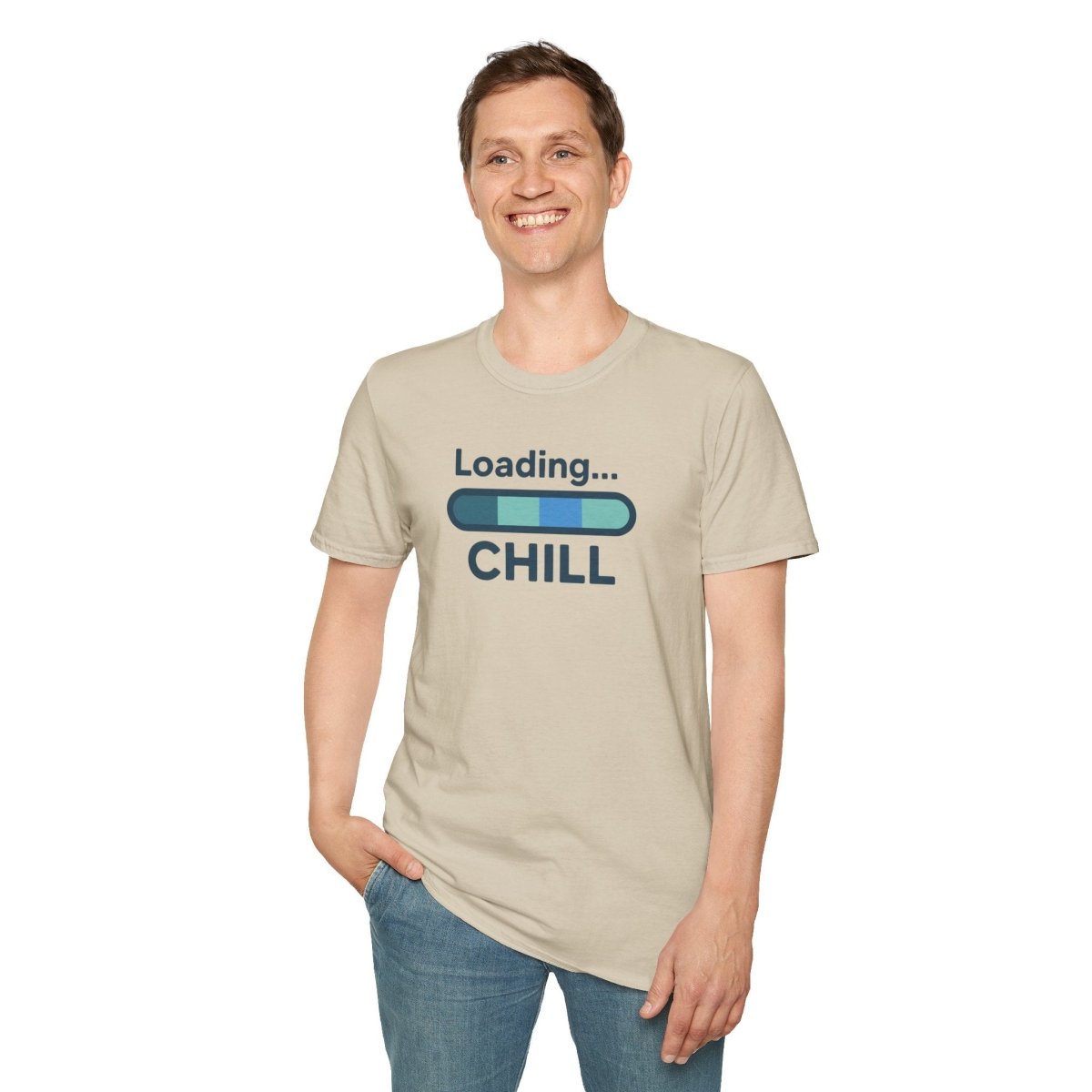 "Loading... Chill" Unisex Softstyle T-Shirt, Relaxed Fit Tee, Gift for Him/Her, Casual Wear, Chill Vibe Shirt, Summer Essentials, Lounge Apparel CW - 2 Teal - AI Tee Hero
