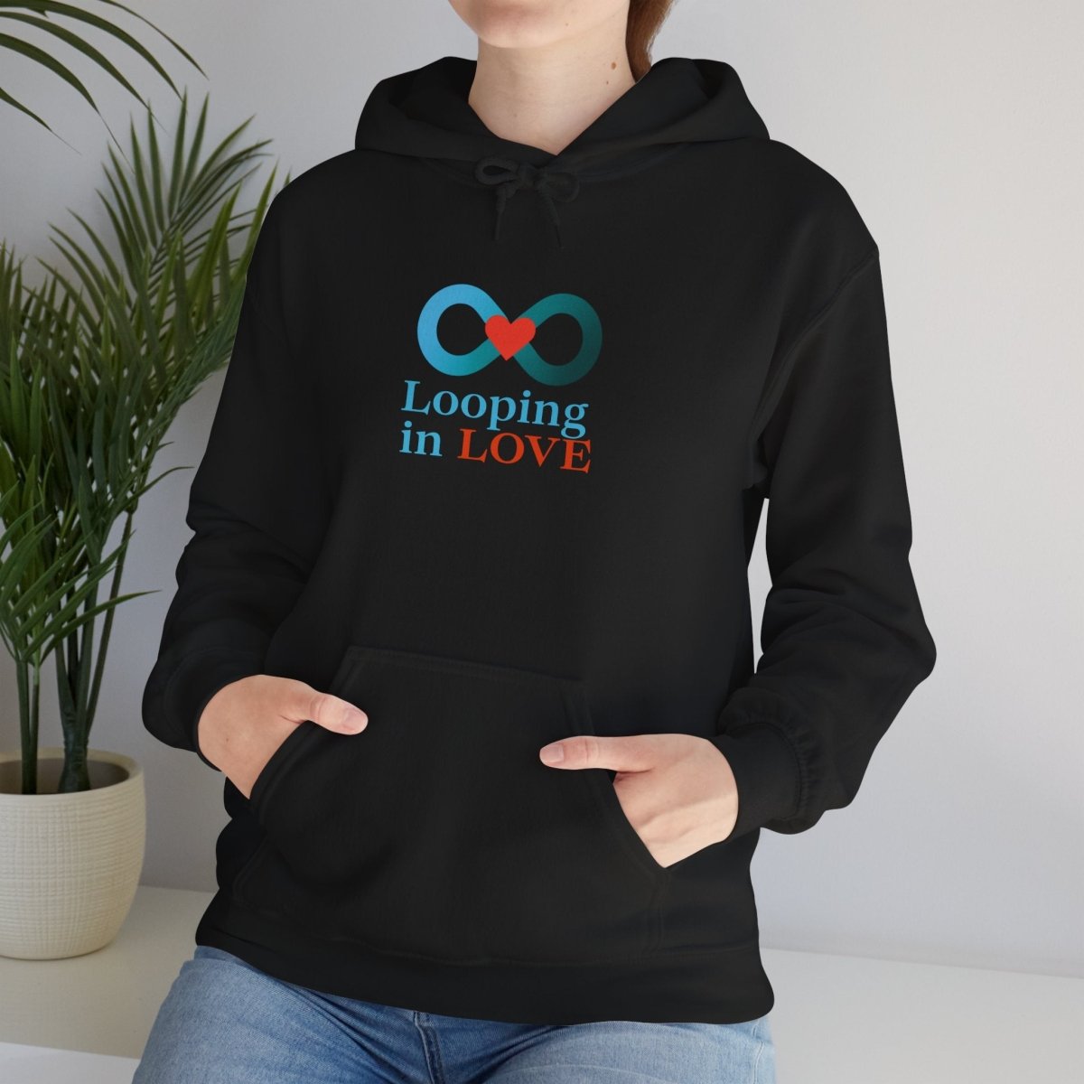 "Looping in LOVE" Unisex Hooded Sweatshirt Cozy Gift for Couples, Valentine's Day, Matching Sweatshirts, Love Apparel, Cute Hoodies - AI Tee Hero