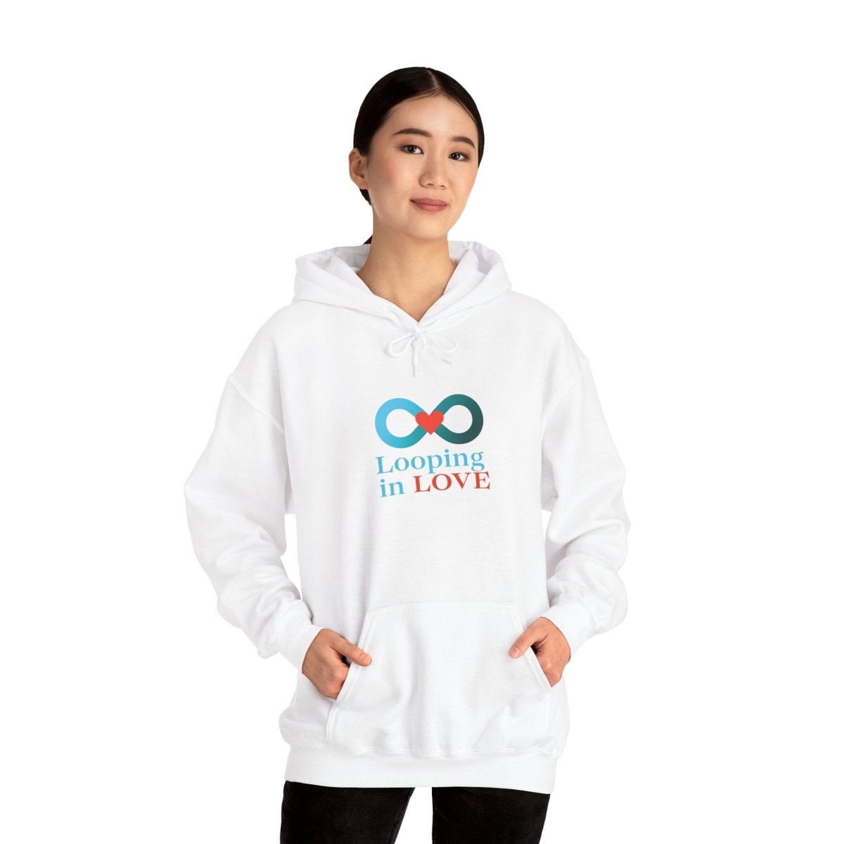 "Looping in LOVE" Unisex Hooded Sweatshirt Cozy Gift for Couples, Valentine's Day, Matching Sweatshirts, Love Apparel, Cute Hoodies - AI Tee Hero