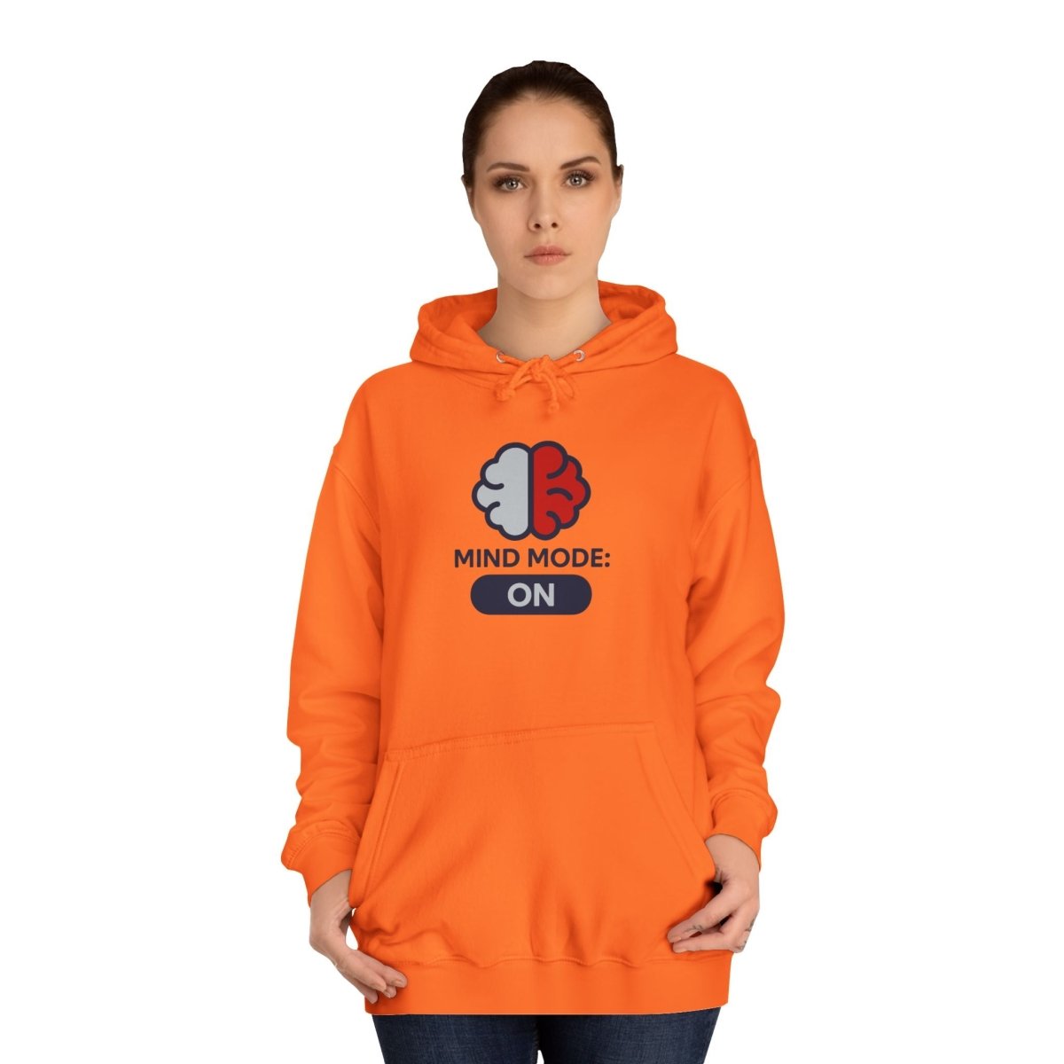 "Mind Mode On" Unisex College Hoodie, Hoodie for Students, College Apparel, Gift for Graduates, Casual Wear - AI Tee Hero
