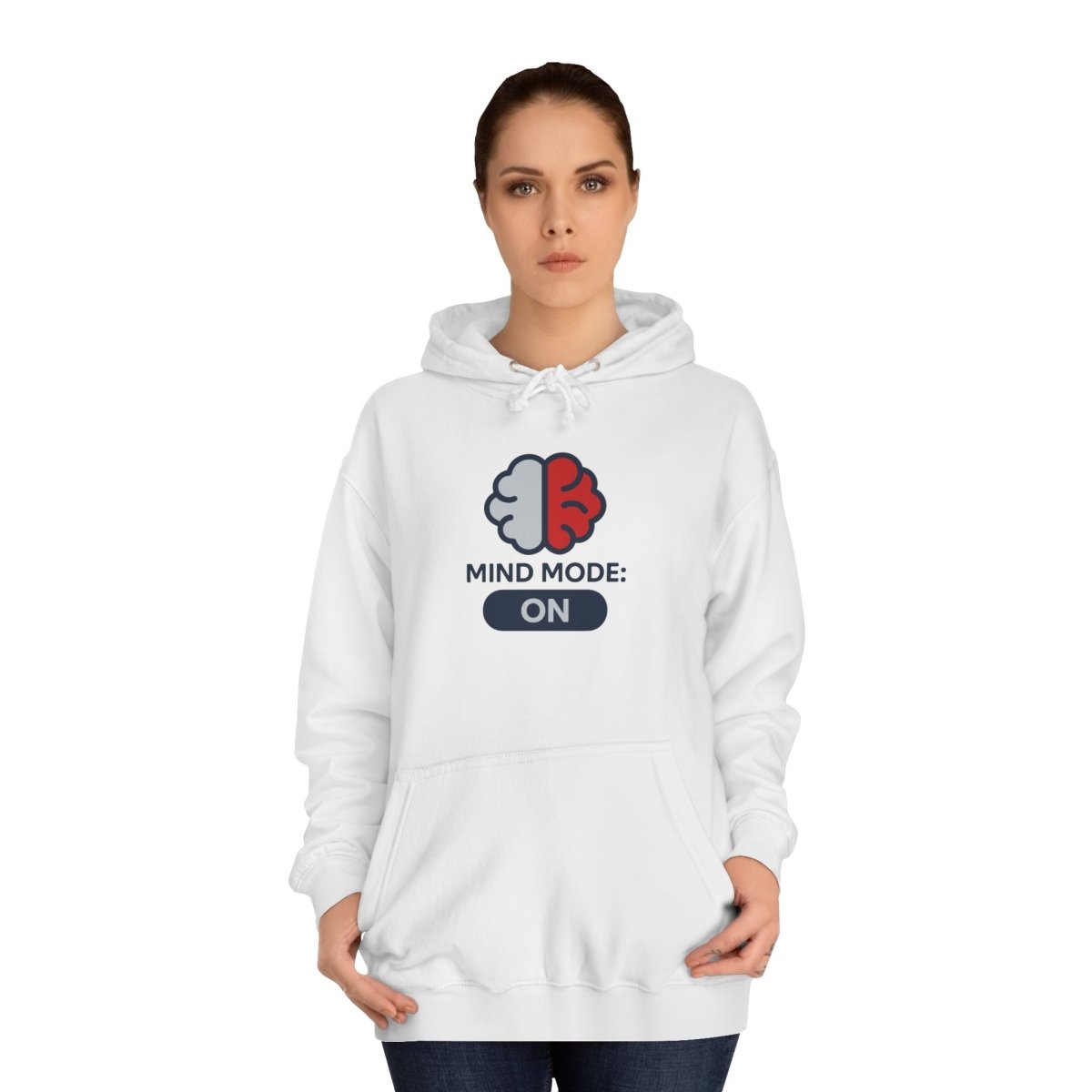 "Mind Mode On" Unisex College Hoodie, Hoodie for Students, College Apparel, Gift for Graduates, Casual Wear - AI Tee Hero