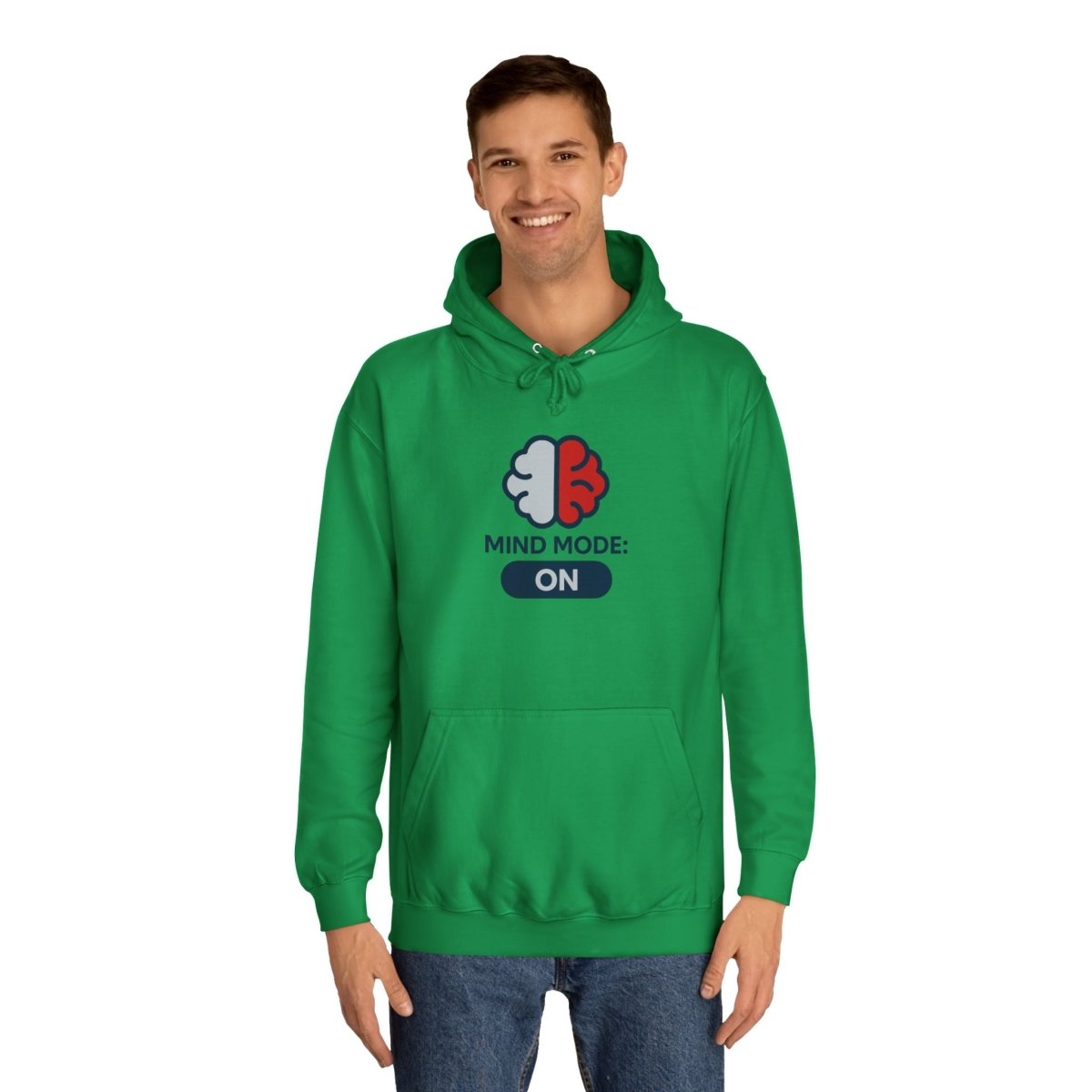 "Mind Mode On" Unisex College Hoodie, Hoodie for Students, College Apparel, Gift for Graduates, Casual Wear - AI Tee Hero