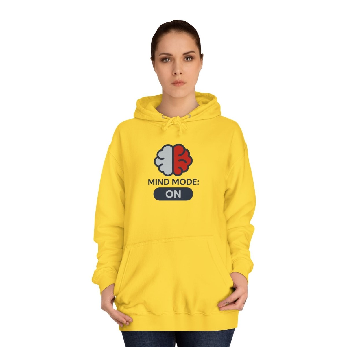 "Mind Mode On" Unisex College Hoodie, Hoodie for Students, College Apparel, Gift for Graduates, Casual Wear - AI Tee Hero