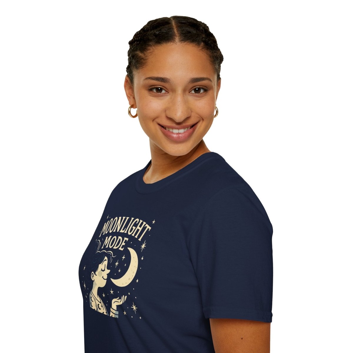 "Moonlight Mode" Unisex T-Shirt - Softstyle, Celestial Apparel, Gift for Dreamers, Astrology Lovers, Casual Wear - MINDSet Collection - AI Tee Hero