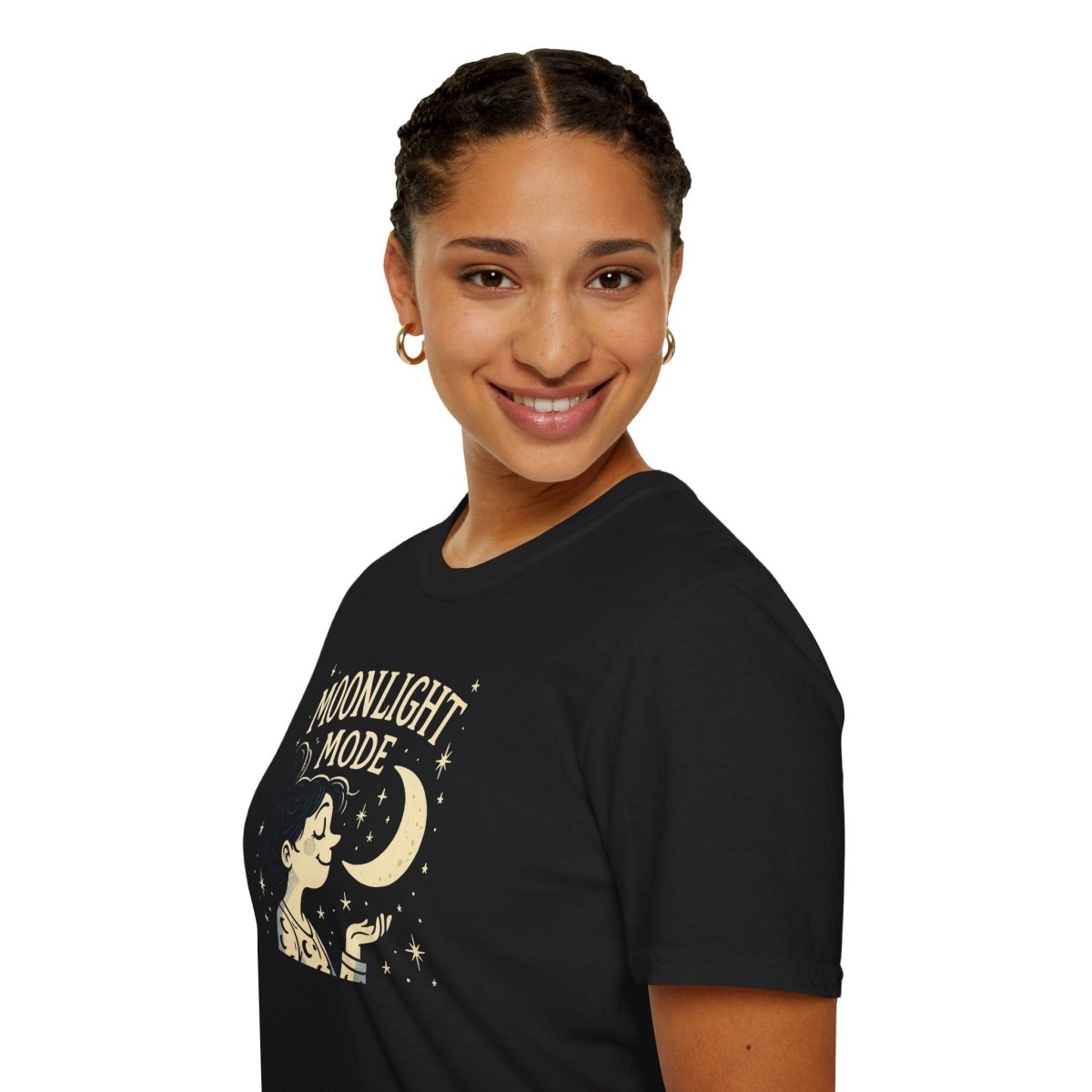 "Moonlight Mode" Unisex T-Shirt - Softstyle, Celestial Apparel, Gift for Dreamers, Astrology Lovers, Casual Wear - MINDSet Collection - AI Tee Hero