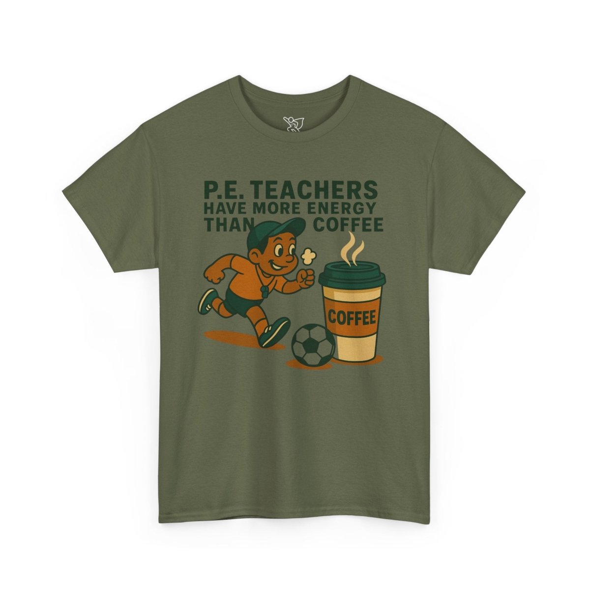 "P.E. Teachers Have More Energy Than Coffee" Energetic P.E. Teacher Tee, Unisex Cotton Shirt, Fun Sports Apparel, Gift for Coaches, Coffee Lovers, Back - to - School - AI Tee Hero